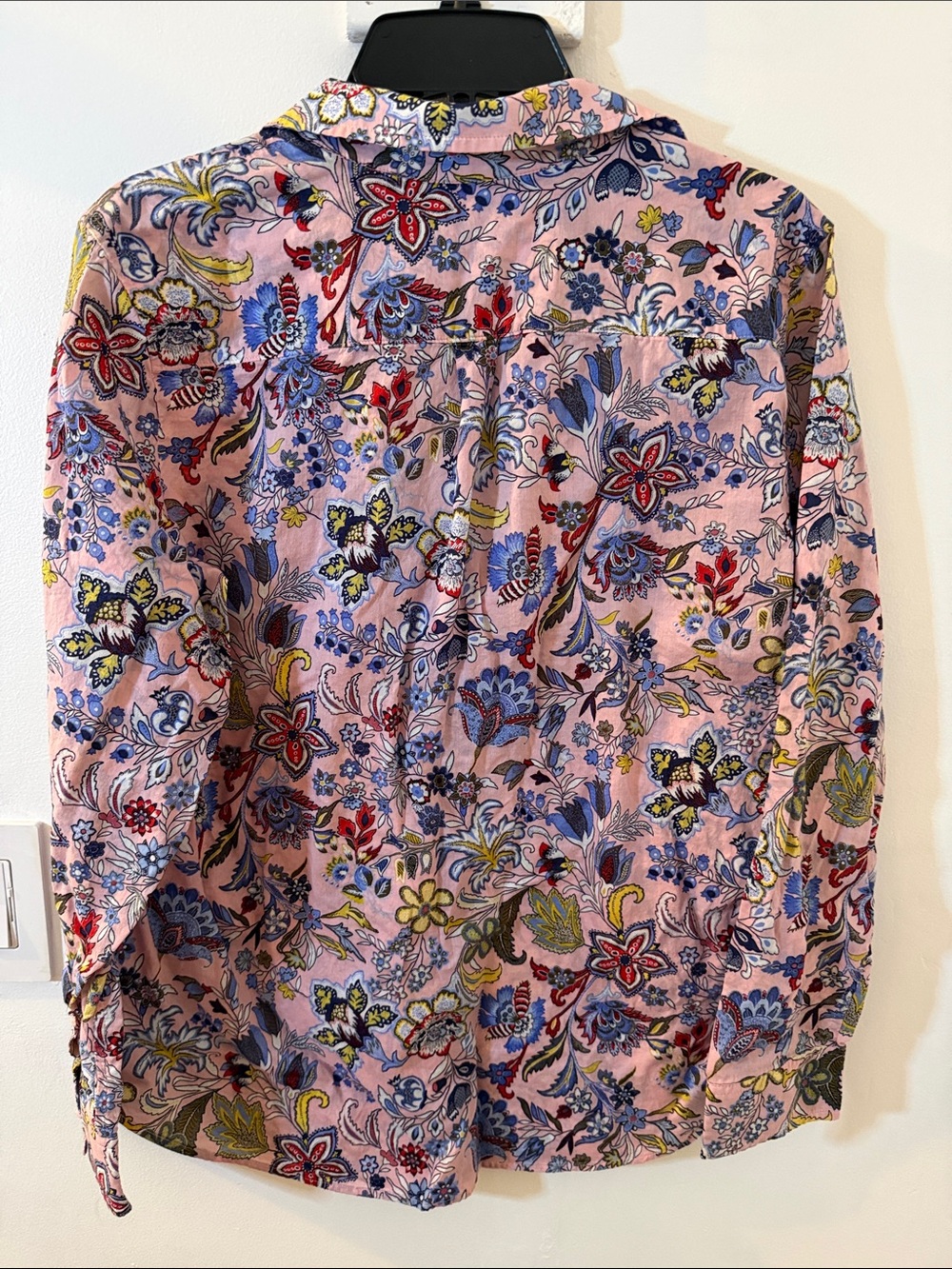 Talbots Pink Floral Print Button-Down Shirt with Blue Accents - Picture 3 of 3